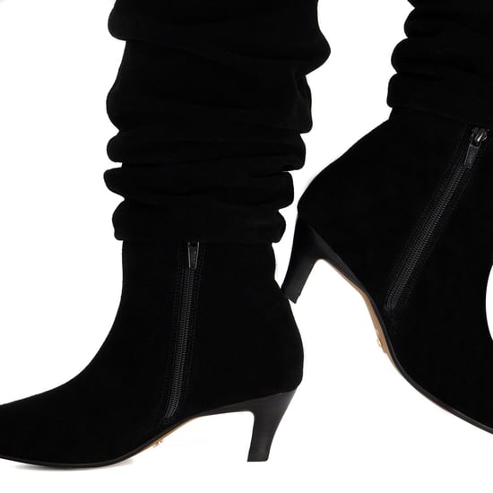Dune Saunders Leder Damen Schwarze Stiefeletten mit Absatz bis zum Knie - Image 4