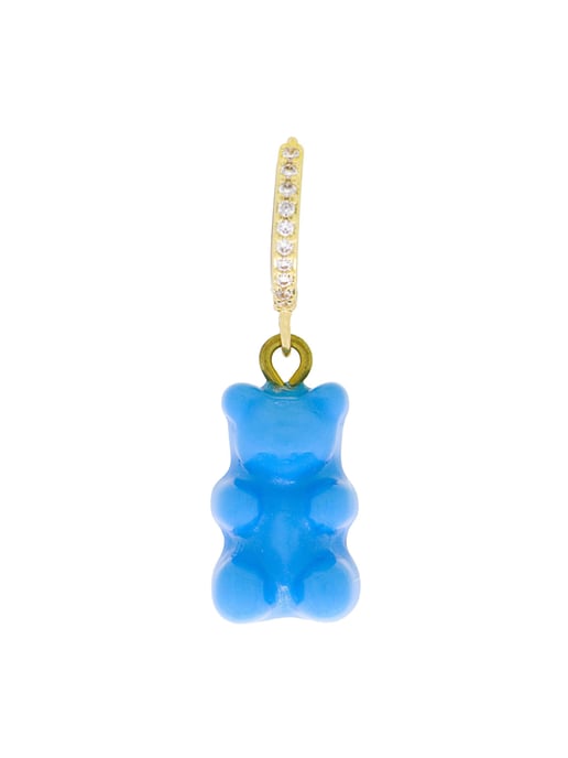 Fashionbox Single-Creole vergoldet Gummibär blau Zirkonia weiss - Image 1
