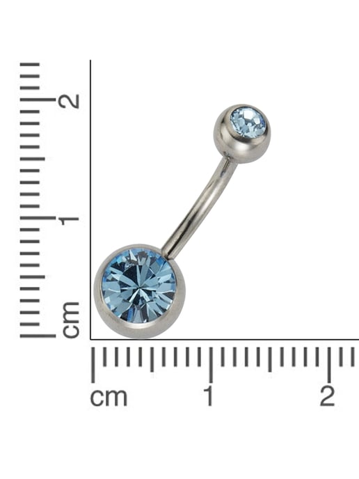 Zeeme Body Jewelry Piercing Titan silberfarben Kristall hellblau - Image 3