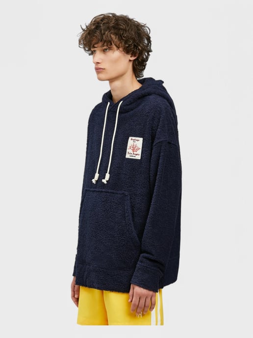 Palm Angels - Korallenfrottee-kapuzenpullover In Marineblau - Image 4
