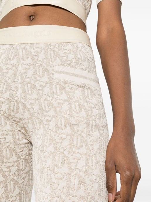 Palm Angels Monogram Jacquard Strickhose Beige - Image 3