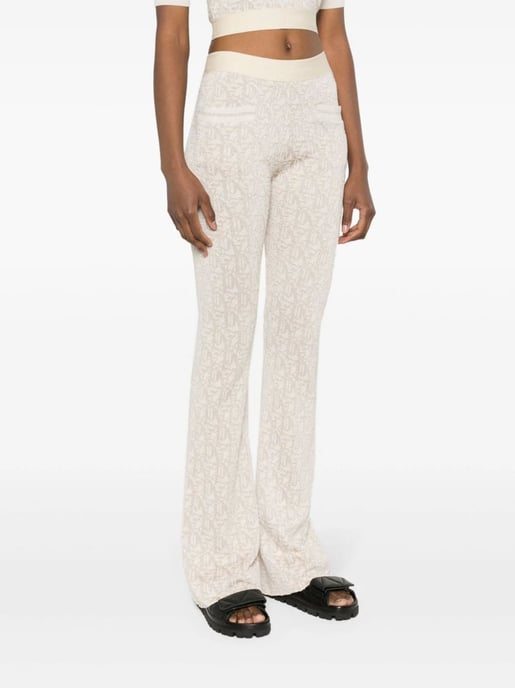 Palm Angels Monogram Jacquard Strickhose Beige - Image 4