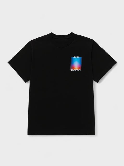 Casablanca Gradient Stacked Logo Schwarzes T-shirt - Image 2
