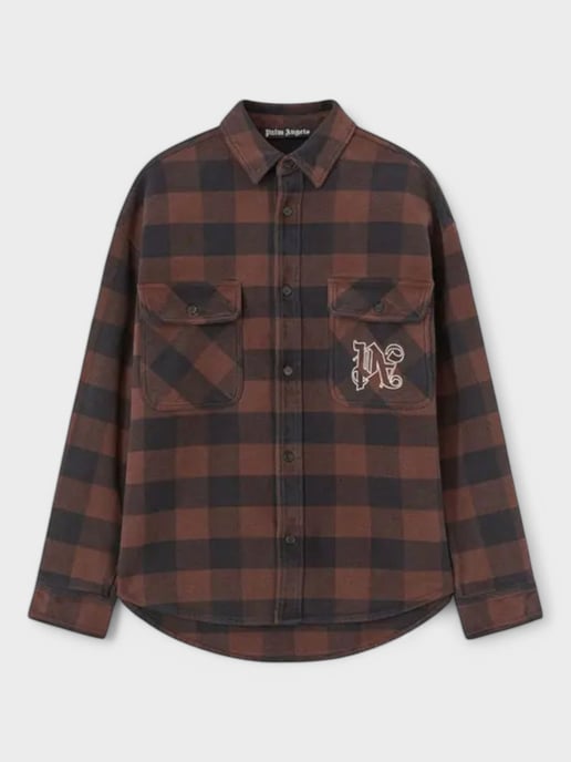 Palm Angels Karo-Muster Overshirt 'Braun/Off-White' - Image 1