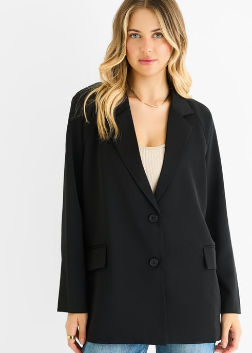 Schwarzer, übergroßer, drapierter Blazer - Image 2