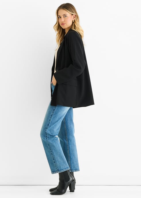 Schwarzer, übergroßer, drapierter Blazer - Image 3