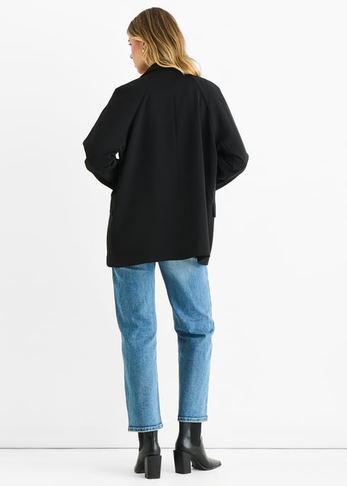Schwarzer, übergroßer, drapierter Blazer - Image 4