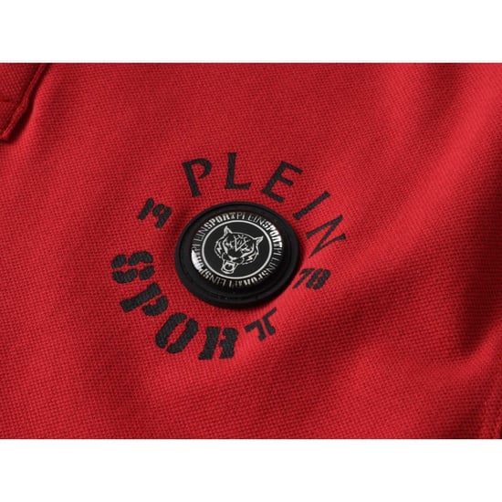 Plein Sport - Rotes Poloshirt Mit Doppelstreifenkragen Und Tiger-design Auf Der Rückseite - Image 3