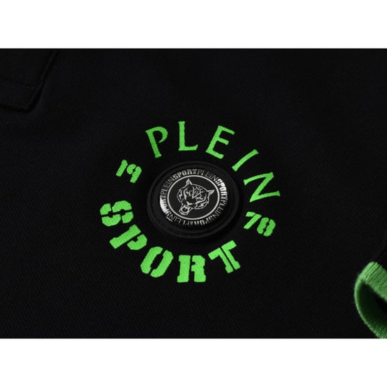 Plein Sport - Schwarzes Poloshirt Mit Doppelstreifenkragen Und Tiger-design Auf Der Rückseite - Image 3
