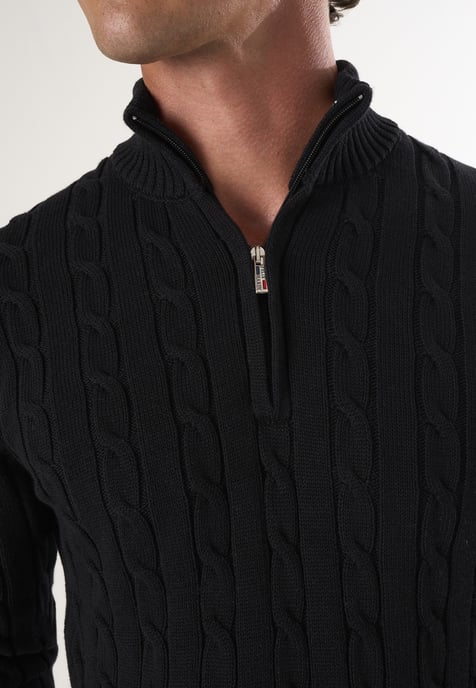 Pullover Kabelstrick-Pullover Mit Halbem Reißverschluss - Image 3