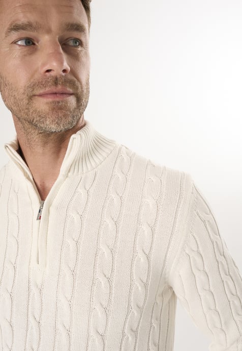 Pullover Kabelstrick-Pullover Mit Halbem Reißverschluss - Image 3