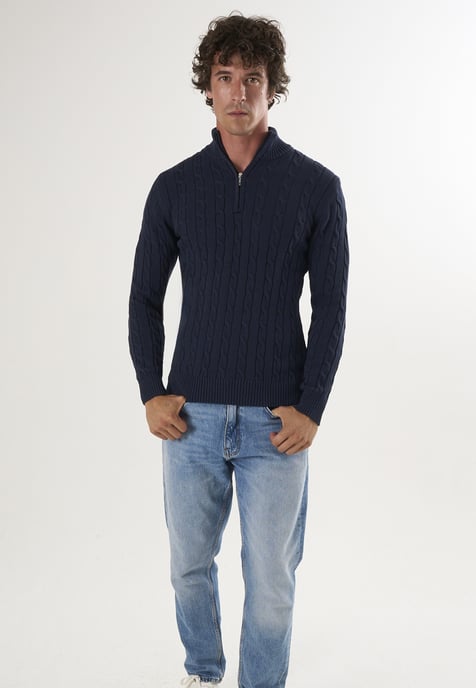 Pullover Kabelstrick-Pullover Mit Halbem Reißverschluss - Image 2
