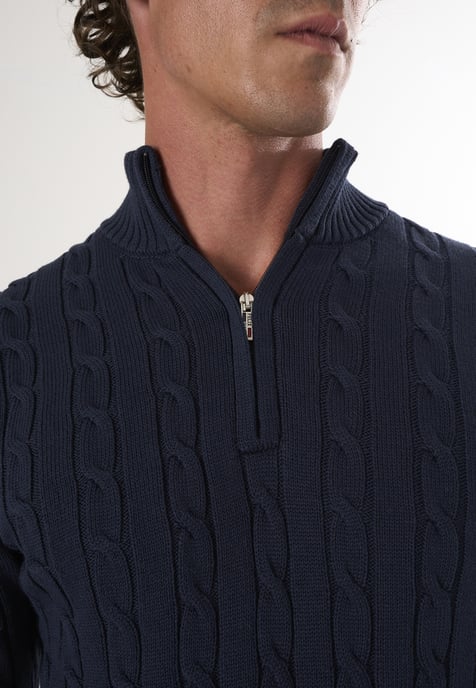 Pullover Kabelstrick-Pullover Mit Halbem Reißverschluss - Image 3