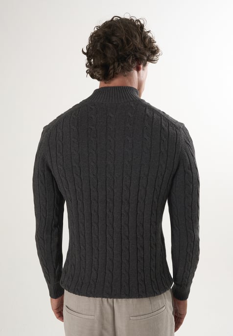 Pullover Kabelstrick-Pullover Mit Halbem Reißverschluss - Image 4