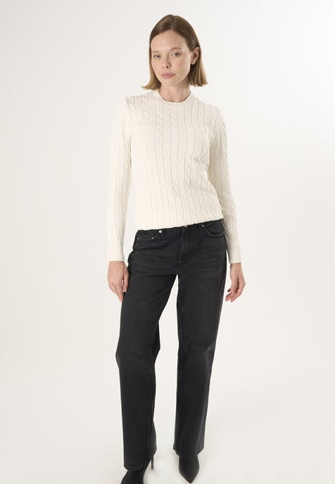 Pullover Kabelstrick-Pullover Mit V-Ausschnitt - Image 2