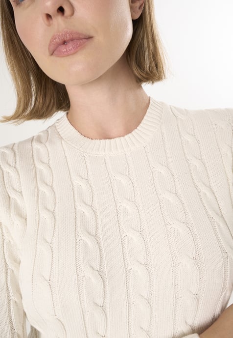 Pullover Kabelstrick-Pullover Mit V-Ausschnitt - Image 3