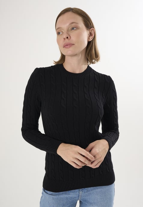 Pullover Kabelstrick-Pullover Mit V-Ausschnitt - Image 1