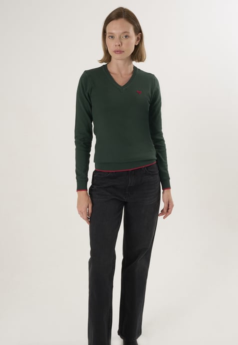 Pullover V-Ausschnitt-Strickpullover - Image 2