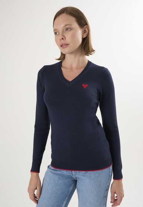 Pullover V-Ausschnitt-Strickpullover - Image 1