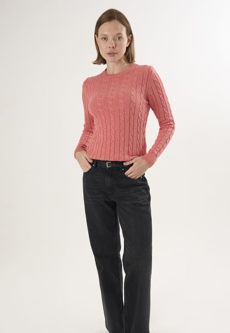 Pullover Kabelstrick-Pullover Mit V-Ausschnitt - Image 2