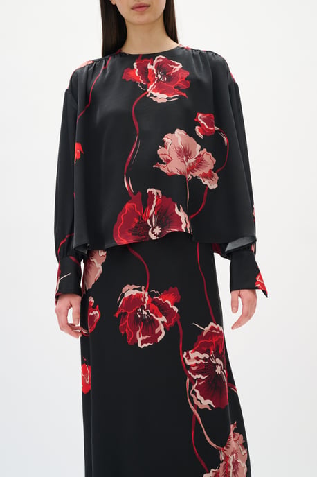 Langarm DAWNIW Langarm Lockere Passform black red - Image 5