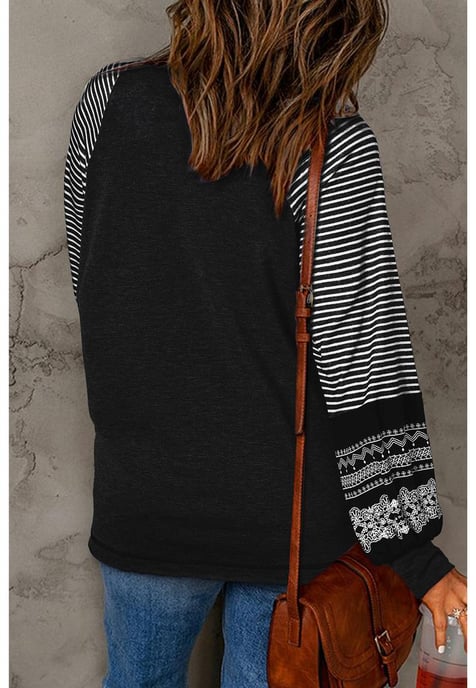 Gestreiftes Ärmel Crewneck Freizeitoberteil - Image 6
