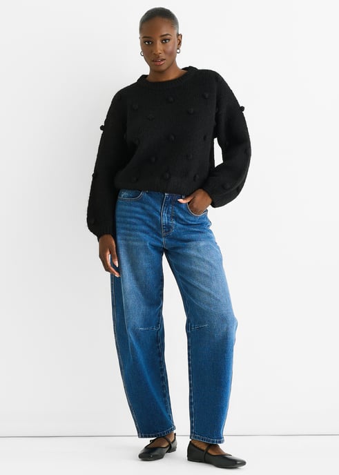 Schwarzer Oversize-Strickpullover aus Wollmischung - Image 1