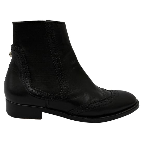 Balenciaga Perforierte Wingtip Chelsea-Stiefel aus schwarzem Leder - Image 1