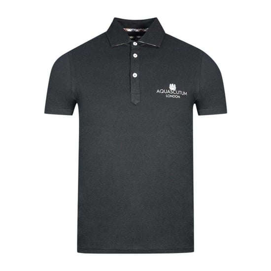 Aquascutum Unisex Erwachsenen London Bold Logo Poloshirt (Schwarz) - Image 1
