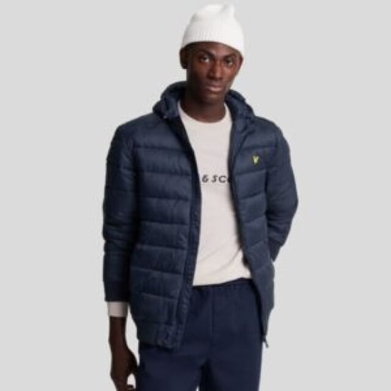 Lyle & Scott Branded Dark Navy Blue Wadded Padded Jacket - Image 2