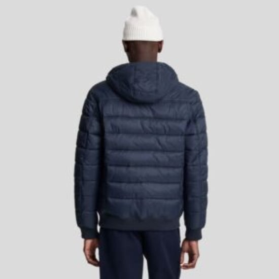 Lyle & Scott Branded Dark Navy Blue Wadded Padded Jacket - Image 3