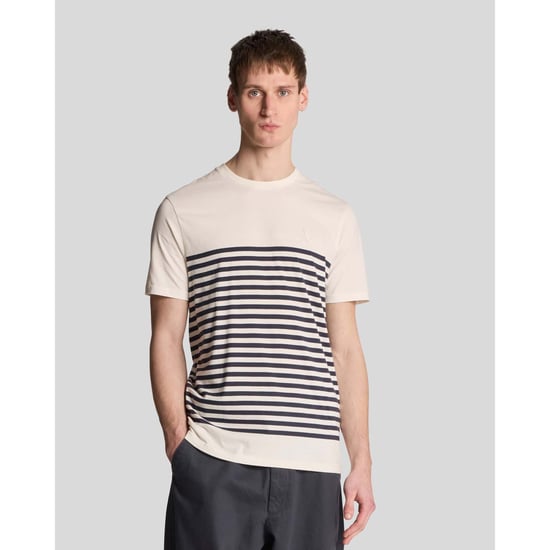 Herren Lyle And Scott Leinenmischung Breton-Streifen T-Shirt in Weiß - Image 1