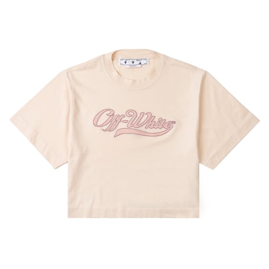 Off-white - Gesticktes Baseball-logo-crop-t-shirt In Beige - Image 1