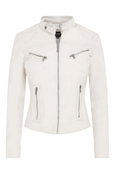 Weiße Slim-Fit-Bikerjacke aus Leder für Damen – Maldon - Image 1