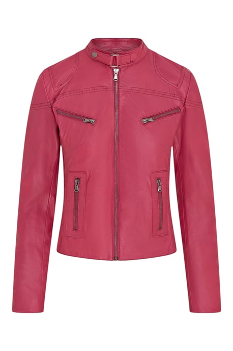 Rosa Slim-Fit Bikerjacke aus Leder für Damen – Maldon - Image 1
