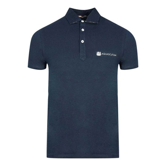 Aquascutum Unisex Erwachsenen Aldis Block Logo Polo-Shirt (Marineblau) - Image 1