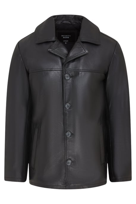 Schwarzer Herren-Blazer aus italienischem Leder mit 4 Knöpfen – Loxton - Image 1