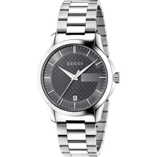 Gucci G-Timeless YA126441 Unisex-Uhr mit grauem Ziffernblatt und silbernem Armband - Image 1
