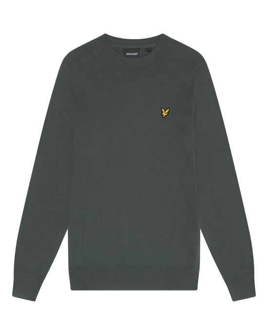 Lyle & Scott Rundhalspullover aus Baumwoll-Merinowolle – Dunkelgrün - Image 1