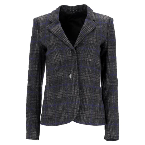 Theory Karo-einreihiger Blazer aus grauer Wolle - Image 1