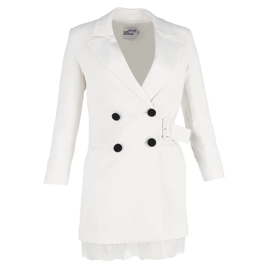 Self-Portrait Doppelreihiges Crepe Blazer-Kleid aus weißem Polyester - Image 1