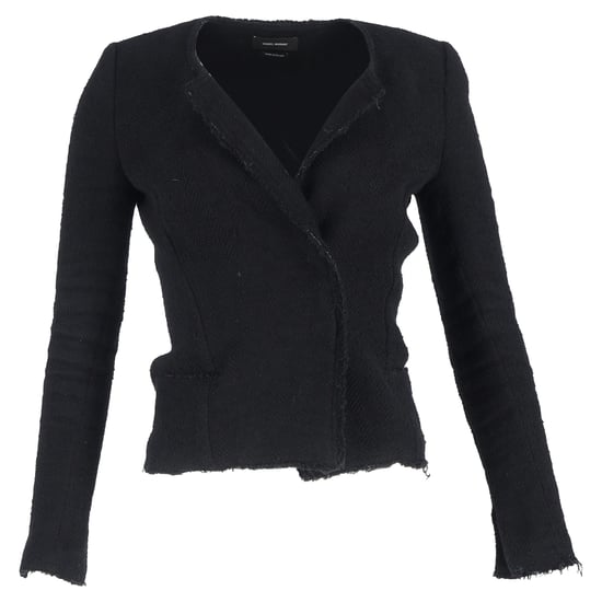 Isabel Marant Laurie Fischgrätenblazer aus schwarzem Baumwoll-Tweed - Image 1
