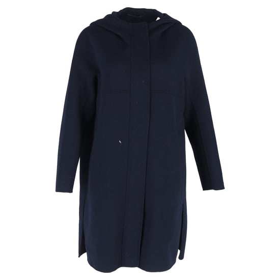 Max Mara Kapuzenmantel aus marineblauem Wollstoff - Image 1