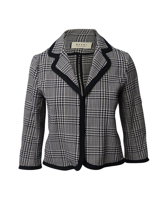 Marni Kurz geschnittene Karojacke aus schwarzer Baumwolle - Image 1