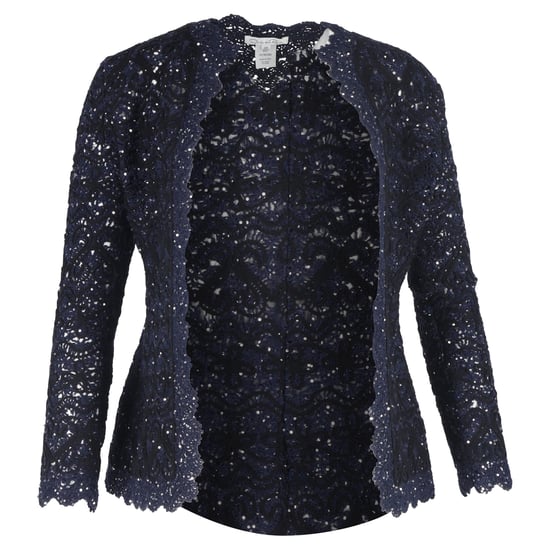 Oscar de la Renta Bestickte Paillettenjacke aus Navy-Blauem Baumwollstoff - Image 1
