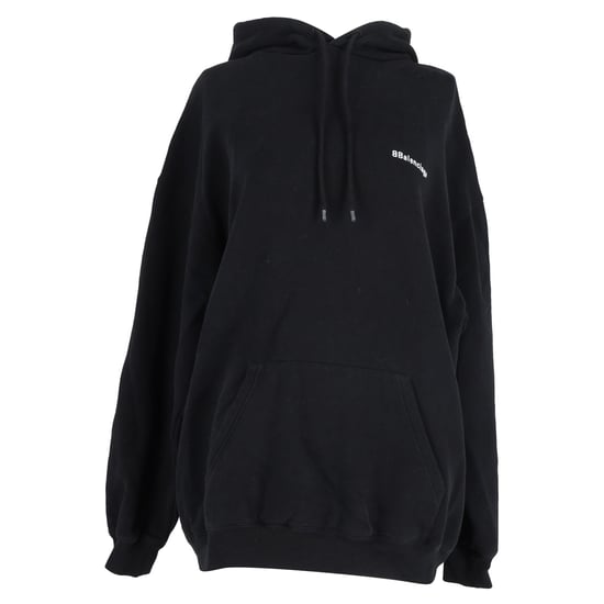 Balenciaga Logo-Print-Hoodie aus schwarzer Baumwolle - Image 1