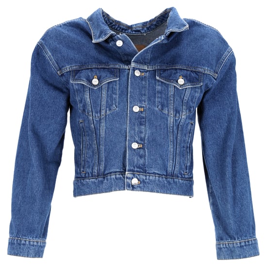 Balenciaga Knopf-verkürzte Jacke aus blauer Baumwoll-Denim - Image 1