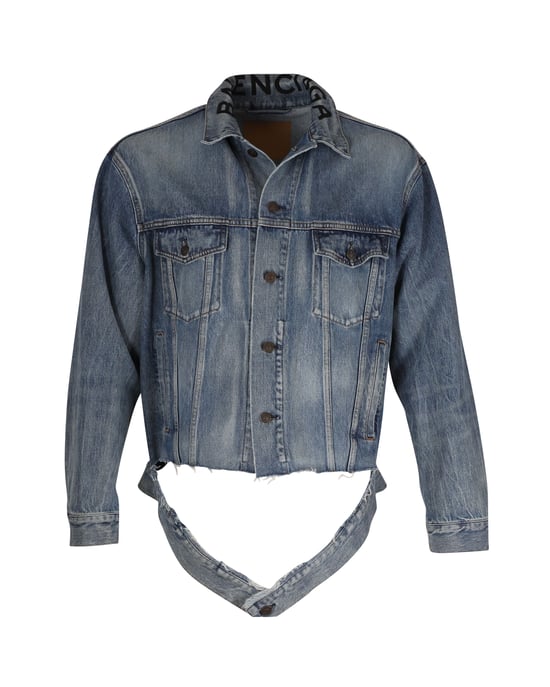 Balenciaga Raw Cut Hem Jeansjacke aus blauer Baumwolle - Image 1