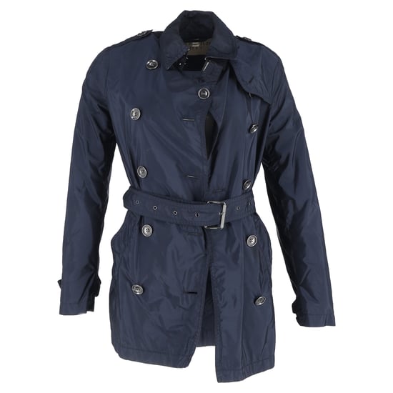 Burberry Doppeltknopf-Jacke mit Gürtel aus Marineblauem Nylon - Image 1