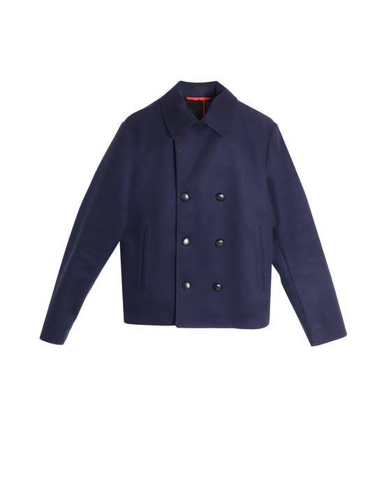 Alexander McQueen Kurzer Peacoat aus marineblauer Schurwolle - Image 1